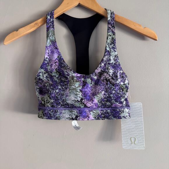 Lululemon Break Free Sports Bra in Vivid Vision Purple Black Size 6 W2ANIS New - Picture 1 of 5